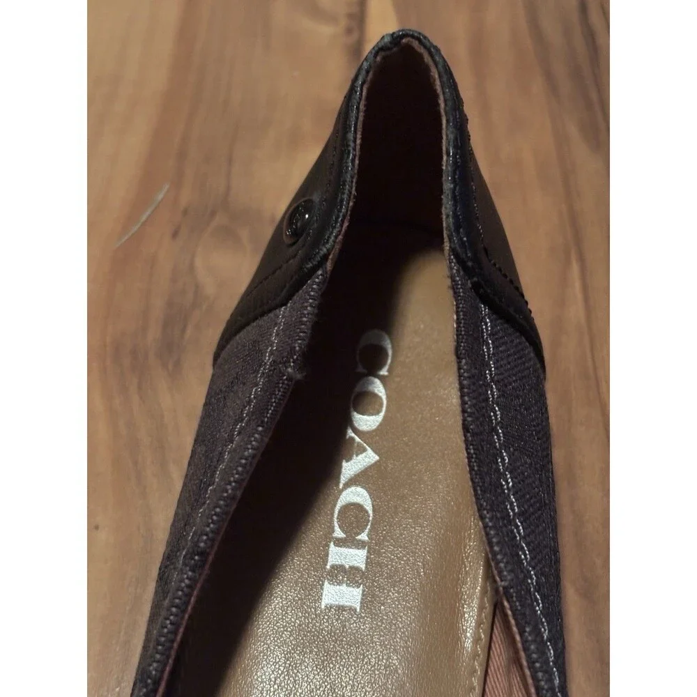 Coach Chelsea Signature Canvas Ballet Flats Size 8.5 Women's Black Leather Toe